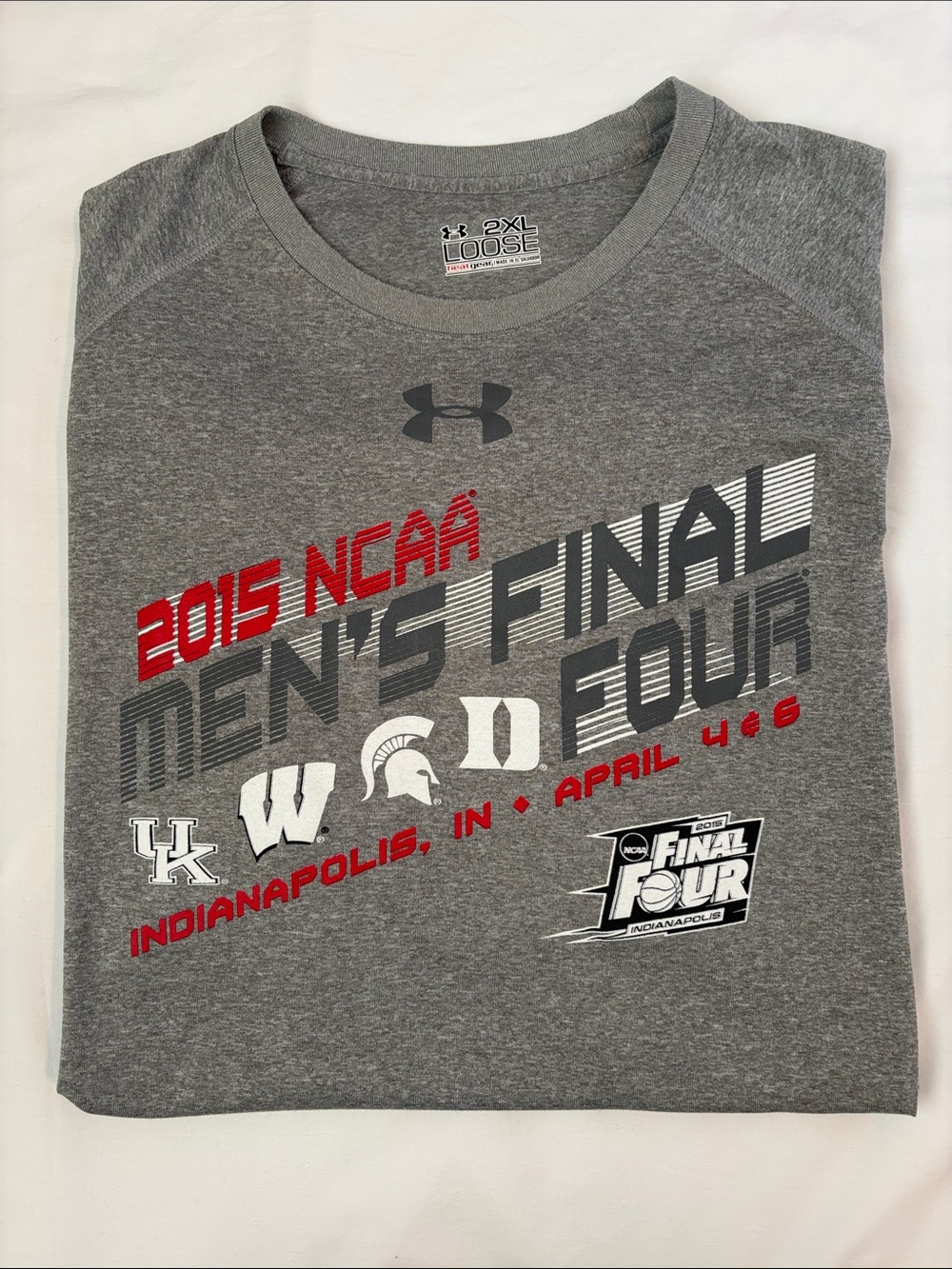 Under Armour 2015 NCAA Final Four Tee Shirt 2XLG Gray Indianapolis Basketball
